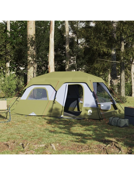 Cort de camping, 9 persoane, verde, 441x288x217 cm
