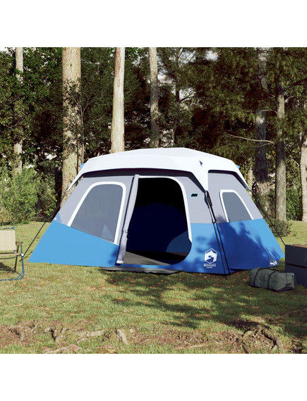 Cort de camping cu led, albastru deschis, 344x282x212 cm