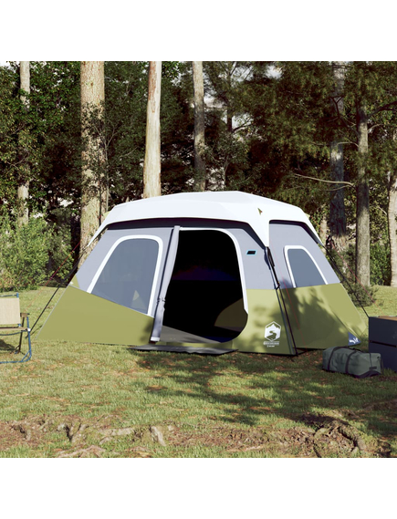 Cort de camping cu led, verde deschis, 344x282x212 cm