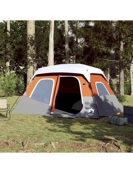 Cort de camping cu led gri deschis și portocaliu 344x282x212 cm