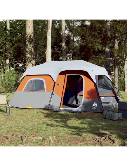 Cort de camping cu led gri deschis și portocaliu 441x288x217 cm