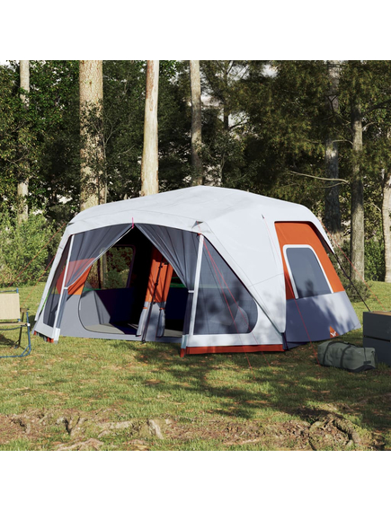 Cort de camping cu led gri deschis și portocaliu 443x437x229 cm