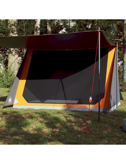Cort de camping pentru 2 persoane, gri/portocaliu, impermeabil