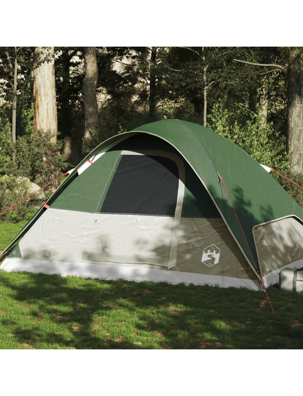 Cort de camping cupolă pentru 6 persoane, verde, impermeabil