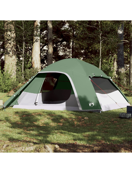 Cort de camping cupolă pentru 6 persoane, verde, impermeabil