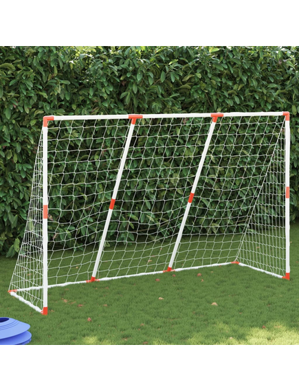 Poartă de fotbal pentru copii cu mingi 2-în-1 alb 184x64x124 cm