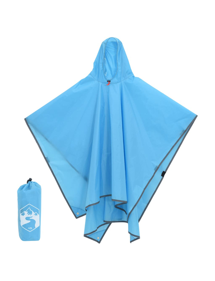 Poncho de ploaie cu glugă, design 2 în 1, albastru, 223x145 cm