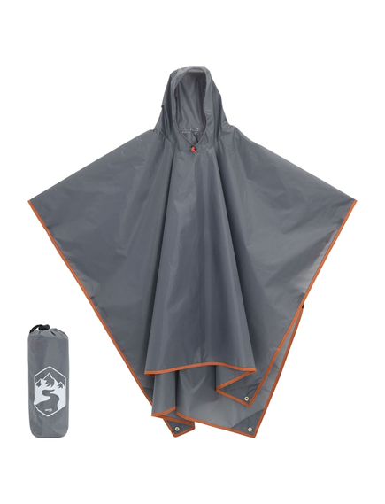 Poncho ploaie cu glugă design 2 în 1 gri/portocaliu 223x145 cm