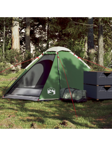 Cort de camping cupolă pentru 2 persoane, verde, impermeabil