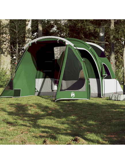 Cort de camping tunel pentru 4 persoane, verde, impermeabil