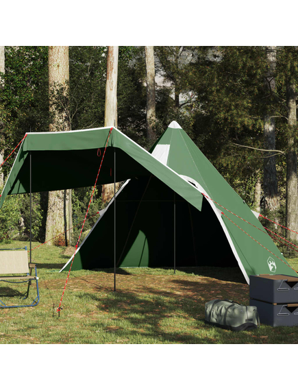 Cort de camping tipi pentru 5 persoane, verde, impermeabil