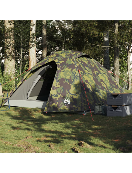 Cort de camping cupolă pentru 3 persoane, camuflaj, impermeabil