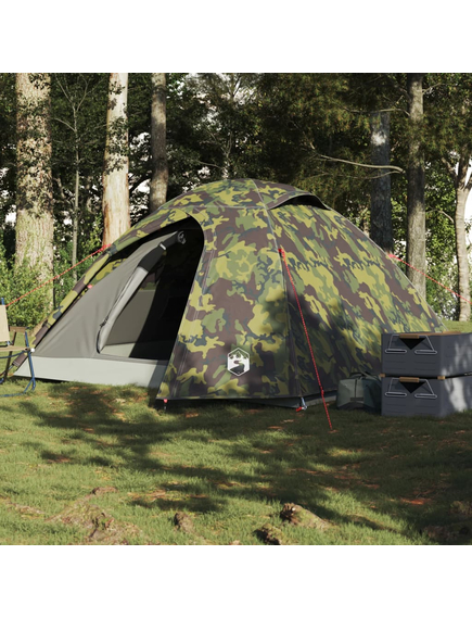 Cort de camping cupolă pentru 4 persoane, camuflaj, impermeabil