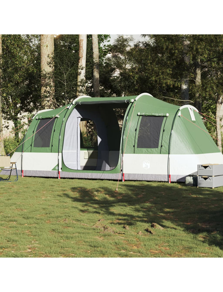 Cort de camping tunel pentru 4 persoane, verde, impermeabil