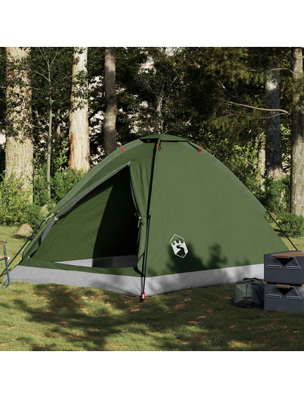 Cort camping cupolă 4 persoane verde măsliniu impermeabil