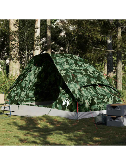 Cort de camping cupolă pentru 4 persoane, camuflaj, impermeabil