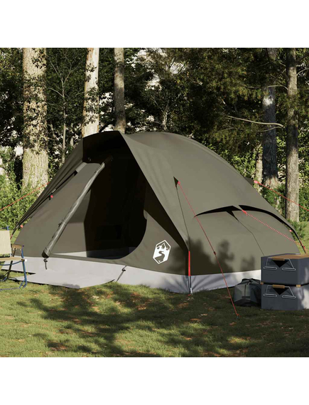 Cort de camping cupolă pentru 4 persoane, maro, impermeabil