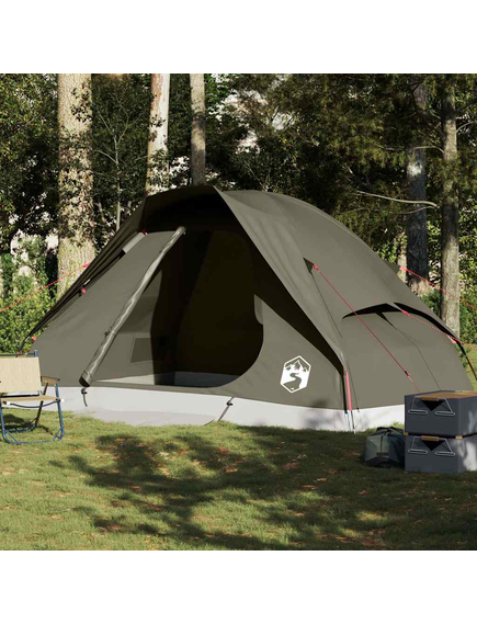 Cort de camping cupolă pentru 6 persoane, maro, impermeabil