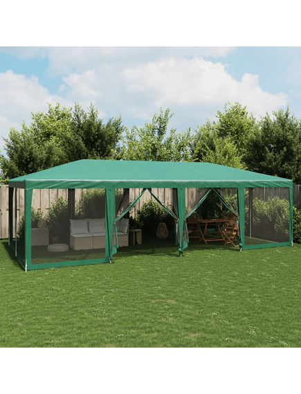 Cort de petrecere cu 12 pereți din plasă, verde, 8x4 m, hdpe