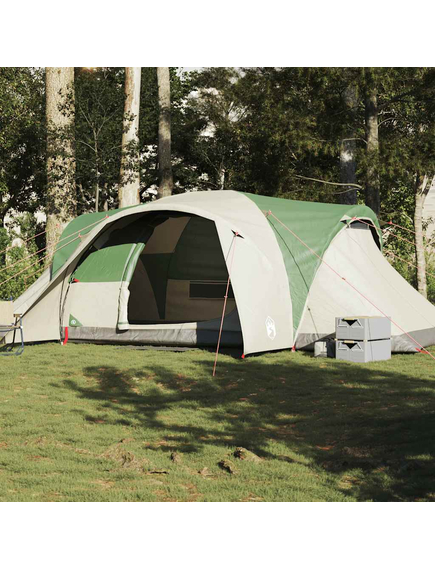 Cort de camping cupolă pentru 6 persoane, verde, impermeabil