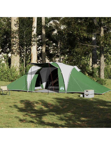 Cort de camping cupolă pentru 6 persoane, verde, impermeabil