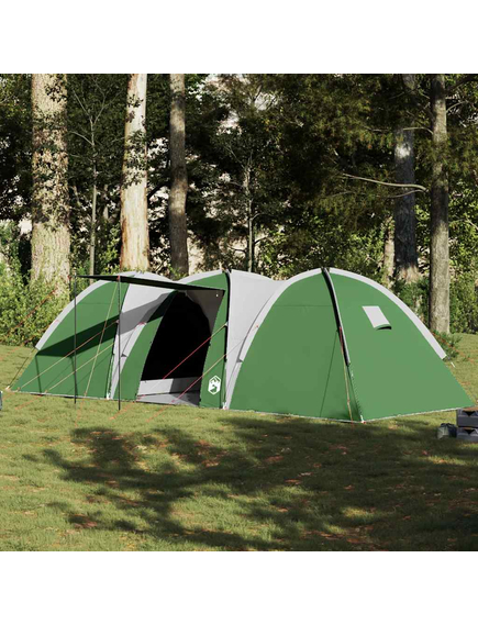 Cort de camping cupolă pentru 8 persoane, verde, impermeabil