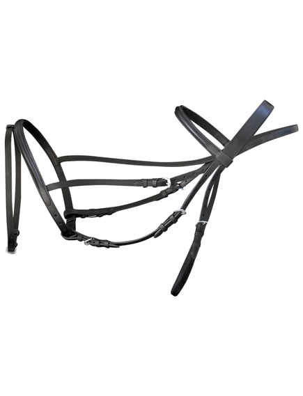 Căpăstru din piele pentru ponei cu dârlog și zăbală, negru, imaginea nr. 5