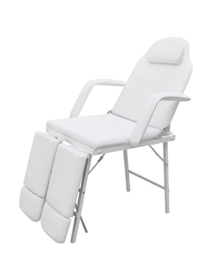 Scaun tratament facial, piele artificială, 185x78x76 cm, alb