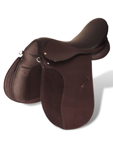 Set echitație cu șa 40,6 cm din piele naturală maro, imaginea nr. 3