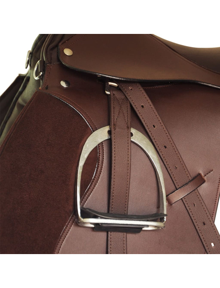 Set echitație cu șa 40,6 cm din piele naturală maro, imaginea nr. 5