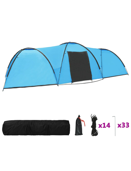 Cort camping tip iglu, 8 persoane, albastru, 650x240x190 cm