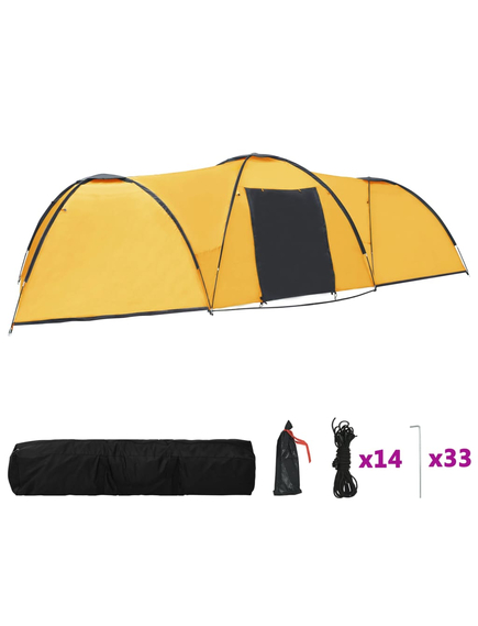 Cort camping tip iglu, 8 persoane, galben, 650x240x190 cm