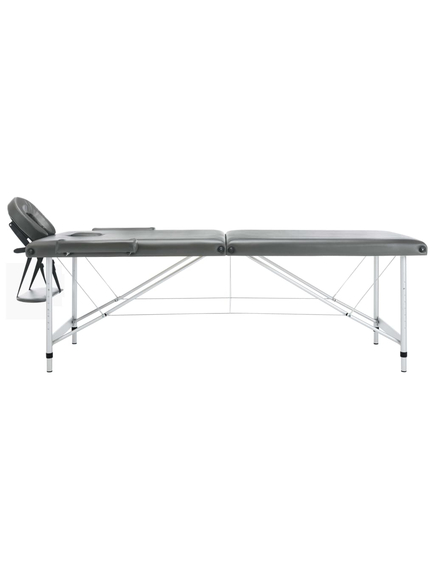 Masă de masaj cu 2 zone, cadru aluminiu, antracit, 186 x 68 cm