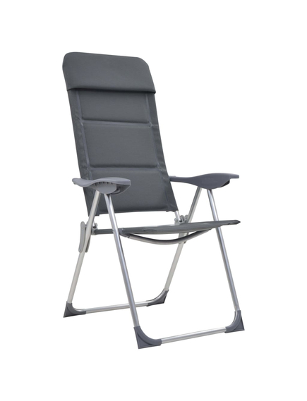 Scaun de camping, 2 buc, gri, 58 x 69 x 111 cm, aluminiu, imaginea nr. 2