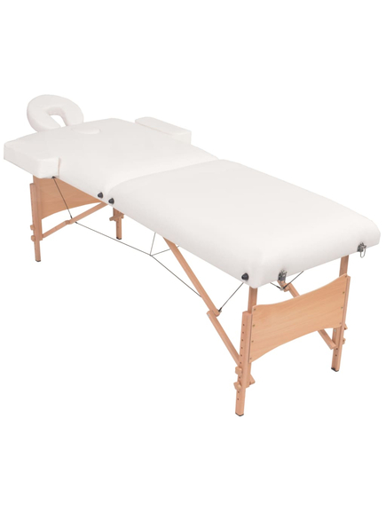 Set taburet și masă masaj pliabile 2 zone, 10 cm grosime, alb