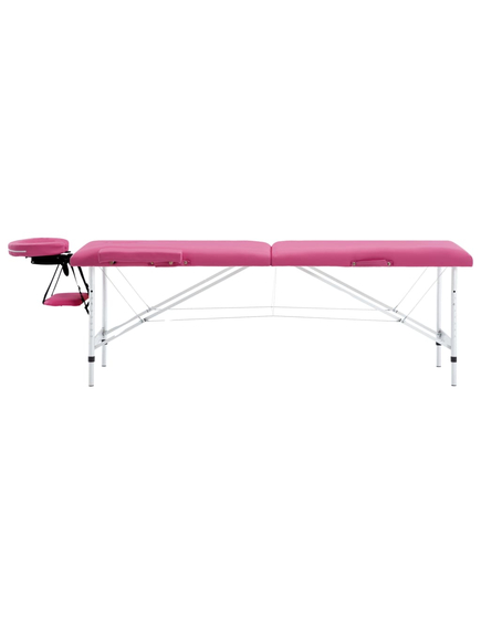 Masă de masaj pliabilă, 2 zone, roz, aluminiu