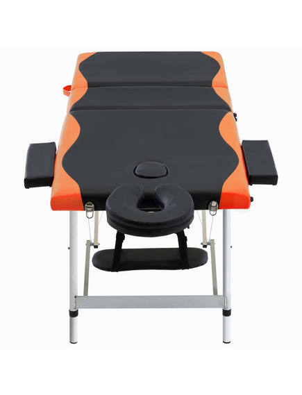 Masă de masaj pliabilă, 3 zone, negru și portocaliu, aluminiu