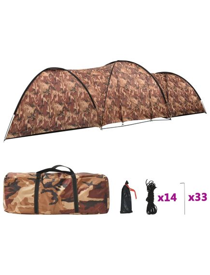 Cort camping tip iglu, 8 persoane, camuflaj, 650x240x190 cm