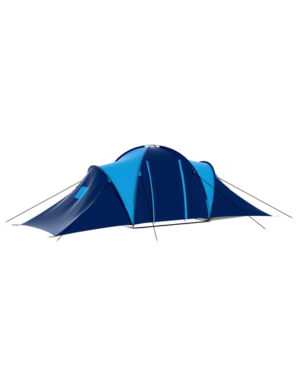 Cort camping textil, 9 persoane, albastru închis și albastru