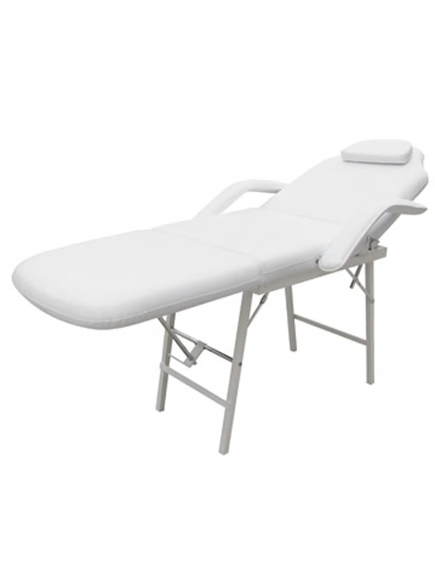 Scaun tratament facial, piele artificială, 185x78x76 cm, alb