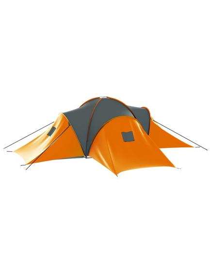 Cort camping, 9 persoane, gri și portocaliu, material textil