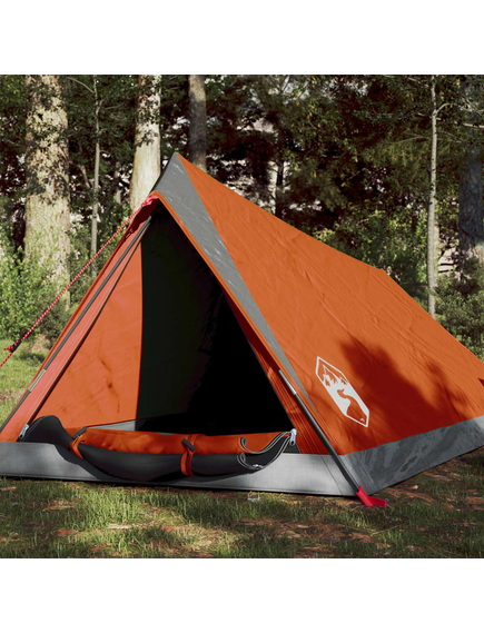 Cort camping 2 pers. gri/portocaliu 200x120x88/62cm tafta 185t