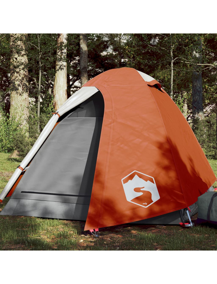 Cort camping 2 persoane gri/portocaliu 254x135x112cm tafta 185t