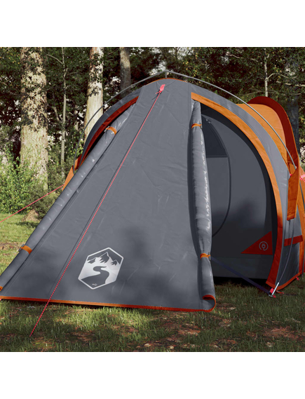 Cort camping 2 persoane gri/portocaliu 320x140x120cm tafta 185t