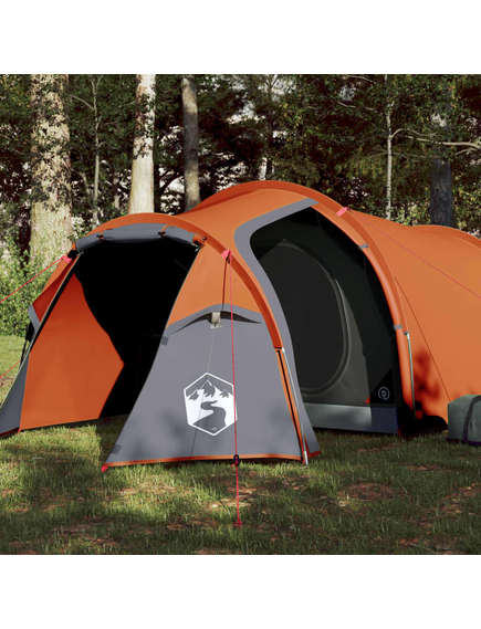 Cort camping 3 persoane gri/portocaliu 370x185x116cm tafta 185t