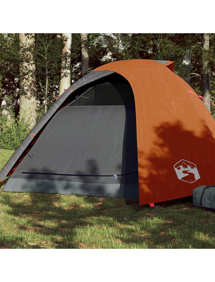 Cort camping 4 persoane gri/portocaliu 267x272x145cm tafta 185t