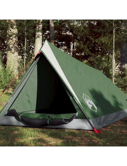 Cort de camping 2 persoane, verde, 200x120x88/62 cm, tafta 185t