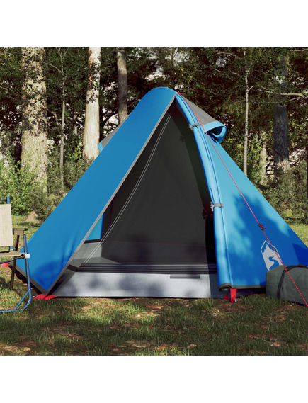 Cort de camping 2 persoane albastru, 267x154x117 cm, tafta 185t