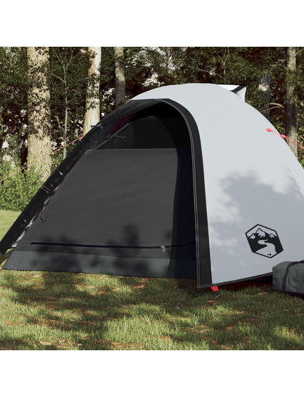 Cort de camping 4 persoane, alb, 267x272x145 cm, tafta 185t