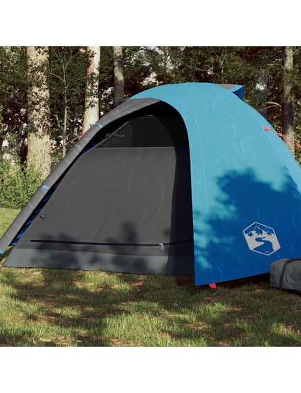 Cort de camping 4 persoane albastru, 267x272x145 cm, tafta 185t